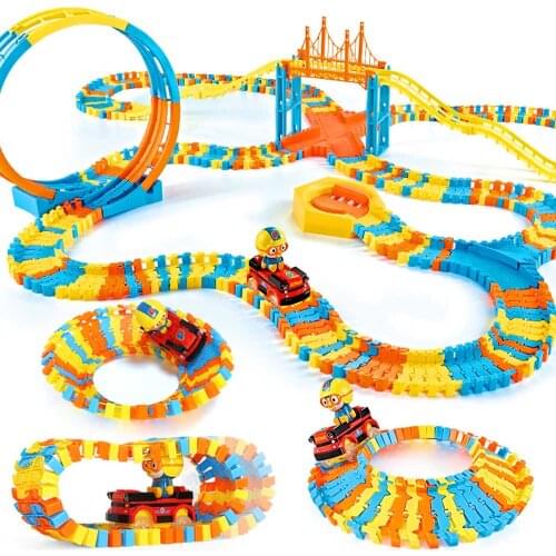 Little Penguin Variety Assembled Rail Car Childrens Puzzle DIY Assembled Cartoon Penguin Climbing Interactive Toy Rail Car gift