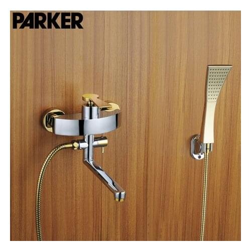 The bathtub faucet copper half golden 360 degree rotation simple bath shower faucet drawing set