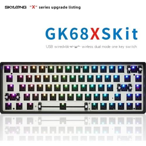 GK68XS Geek Mechanical Keyboard Kit Customized DIY Dual Mode Hot Swap Kit 60% RGB68 Key