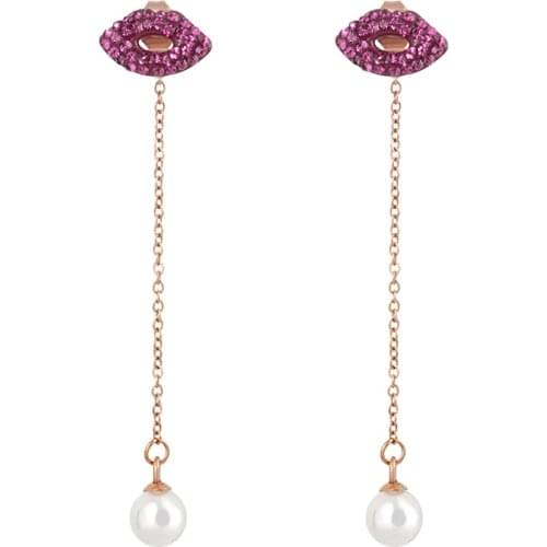 Trendy Elegant Simulated Pearl Mouth Long Dangle Earrings String Statement Earrings For Wedding Party Birthday Gift