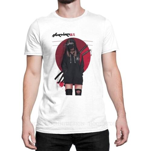 Men T Shirts Japanese Geisha Samurai Tradition Funny Tee Shirt Urban Japanese Girl Vaporwave Short Sleeve T-Shirt Pure Cotton