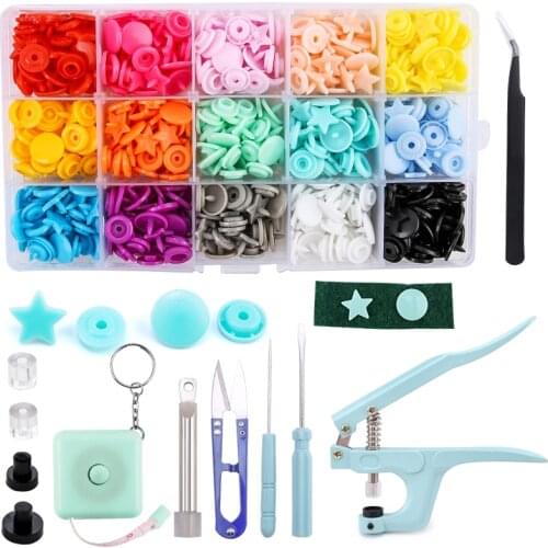 New Shapes Snap Buttons Sewing Tool Kit Blue/Pink Containers Children Buttons For Clothing DIY Press Stud Fasteners Kit