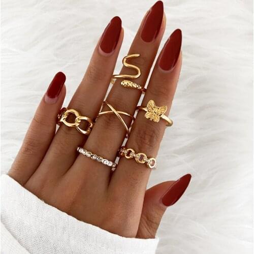 Butterfly Women Rings Set Anillos Mujer Bague Couple Bagues Anillo Bohemian Jewellery Slytherin Accessories Couple Gift Sygnety