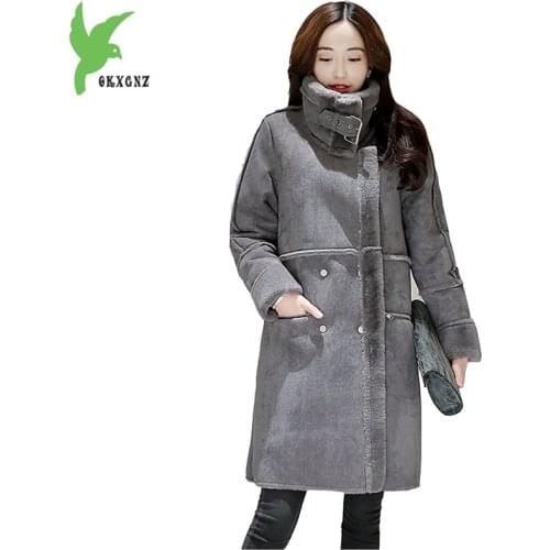New Winter women Imitation Deerskin Jacket Fashion Thicker Flocking Lamb Fur Casual Costume Plus Size Slim Warm Coat OKXGNZ A889