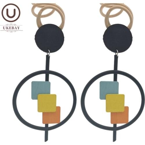UKEBAY New Wood Earrings Jewelry Gothic Handmade Big Earrings For Women Boho Drop Earring Rubber Meterial Luxury Birthday Gift