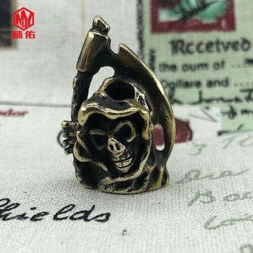 NY EDC Tool Brass Knife Beads Pure Copper Grim Reaper Sickle Knife Beads Rope Pendant Flashlight Pendant Refers Tiger Pendant