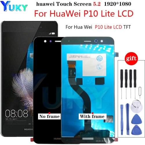 Original 5.2'' Display with Frame for Huawei P10 Lite LCD Touch Screen Digitizer Assembly WAS-LX1 WAS-LX1A WAS-LX2 WAS-LX3 LCD