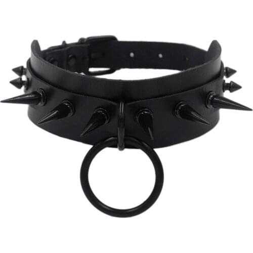 Gothic Jewelry Punk Spike goth Choker Necklaces Women Collar Studded Rivet Black Pu Leather Men Necklace Chocker Halloween Gifts