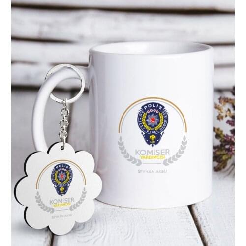 Personalized Professional Commissioner Vice White Mug and Keychain Gift Seti-2