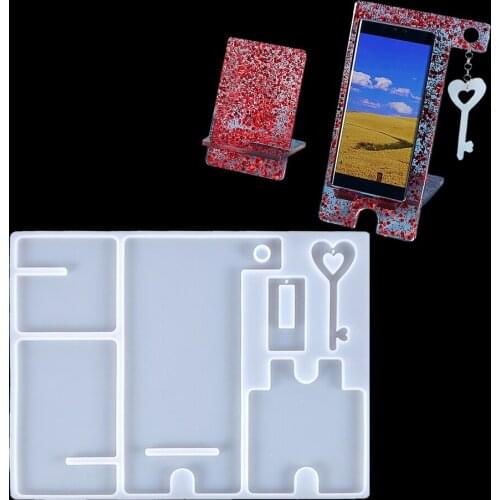 Phone Stand Key Silicone Resin Mold DIY Mobile Phone Holder Bracket Craft Epoxy Casting Tools