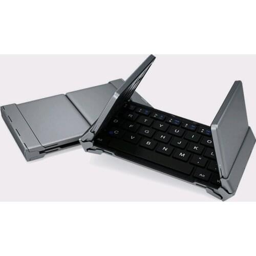 Portable intelligent three Folding Bluetooth keyboard Foldable Universal Wireless Keypad for Ipad Mac Ios PC tablet Iphone