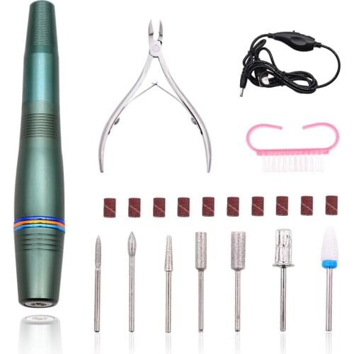 Portable Electric Nail File Kit Electric Nail Drill Machine with Drill Bits Nail Clipper Manicure Pen Pedicure Nail Art Tool