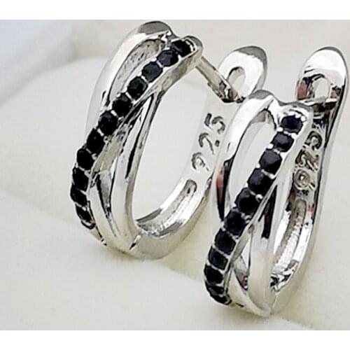 Simple Cross Women Earring Black Stone Minimalist Silver Color Jewelry Daily Wearable For Women Men Party Gifts Fashion Jewelry