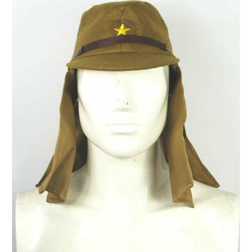 Reproduction WWII WW2 Japanese Army IJA Soldier Field Wool Cap Hat With Neck Shade Flap Military Store