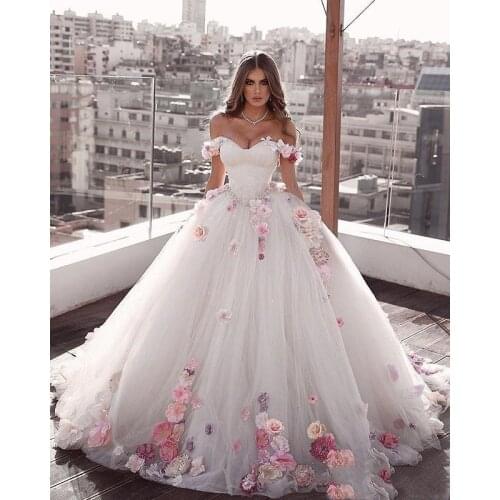 Glamorous Off-the-shoulder Princess Long Weeding Dresses Engagement Dresses Ball Gown Tulle Brides Dresses бальное платье