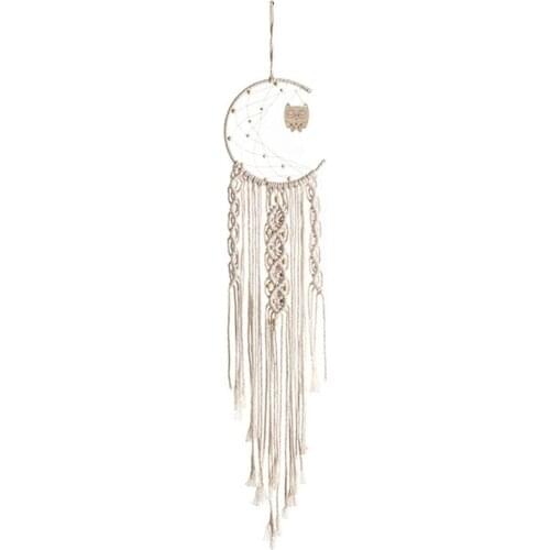 Handmade Owl Light Dream Catcher with Moon and Braided Rope Home Decoration Products