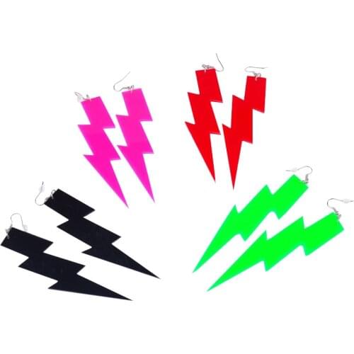 Super Long fluorescent 7 colors acrylic lightning thunder earrings stage show singer nightclub Drop Earrings For Women E18051