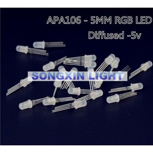 20pcs APA106 F5 5mm RGB LED Chips Integrated RGB LEDs (like WS2812B) APA106 round hat Full color LEDs
