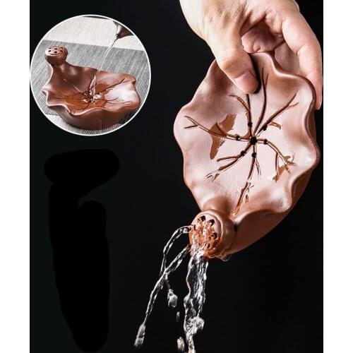 Yixing Purple Clay Teapot Tray Lotus Leaf Lotus Pot Mat Small Kungfu Tea Accessories Pot Holder Black Brown Red Saucer