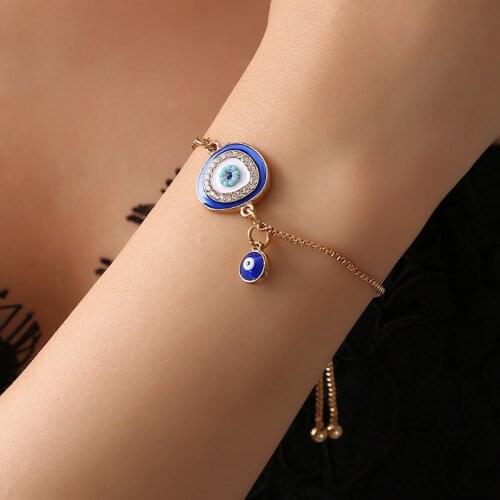 Turkish Blue Crystal Evil Eye Bracelets For Women Couple Bracelet Handmade Gold Chains Lucky Jewelry Bracelet Woman Jewelry