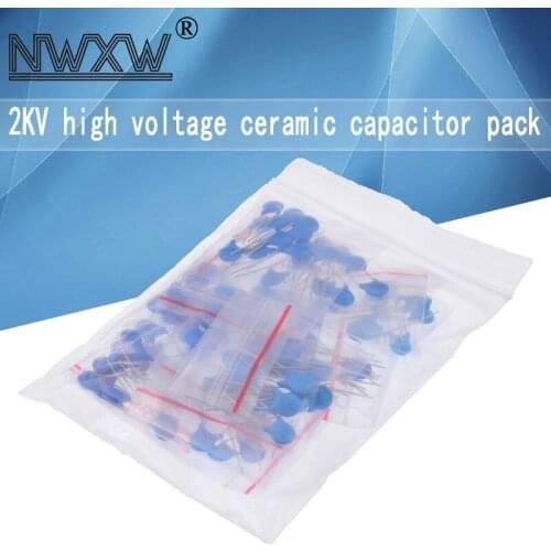 10 types of 2KV high voltage ceramic capacitor packs 220PF-10NF 102K-103K 10 pcs each, total 100 pcs