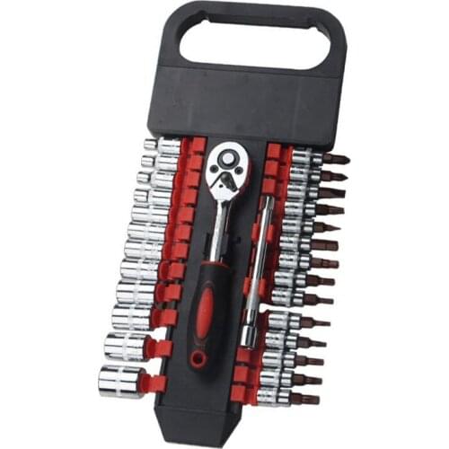 27pcs Ratchet Wrench Socket Spanner Set 1/4" CR-V Quick Screw Bits Sleeve Auto Repair Hardware Combination Suit