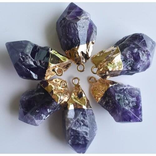 Wholesale 6pcs/lot 2020 New fashion good quality natural Amethysts Irregular pendants for jewelry accessories making free