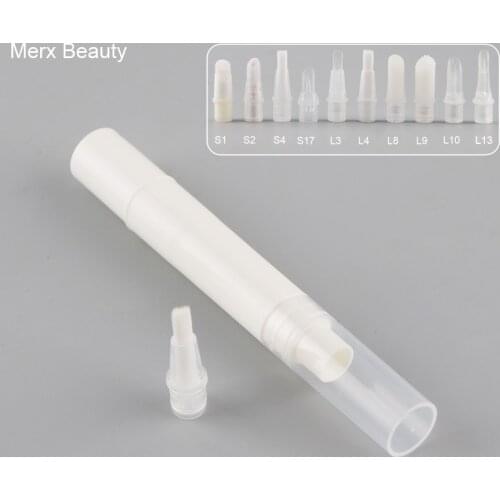 50PCS 4.5ML White Plastic Cosmetic Pen Empty Round Eraser Pen For Anti-acne Anti Wrinkle Dail Up PenTwist Up Pen 2 Cap Options