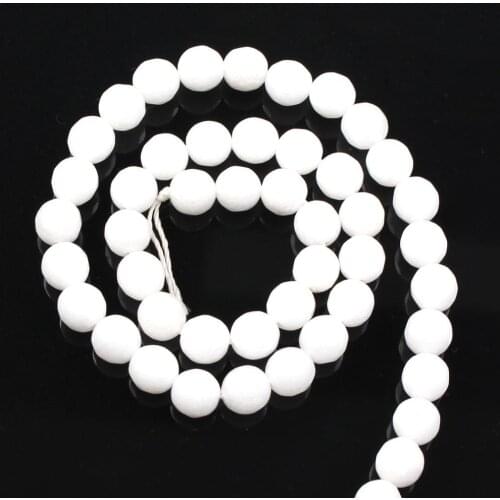 Natural Stone Faceted White Alabaster Charm Loose Beads For Jewelry Making Needlework Bracelet DIY Pick Size Strand 8 MM