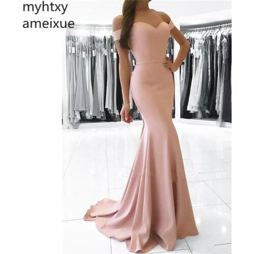 Elegant Sexy Evening Dresses Mermaid Floor Length Off Shoulder Long Prom Dressess Sweetheart Sweep Evening Gowns Custom Made