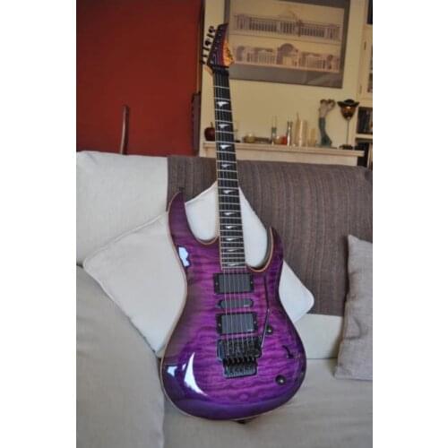 Electric guitar purple burst customized headstock and body shape.maple neck with string thru body ferrules.free shipping