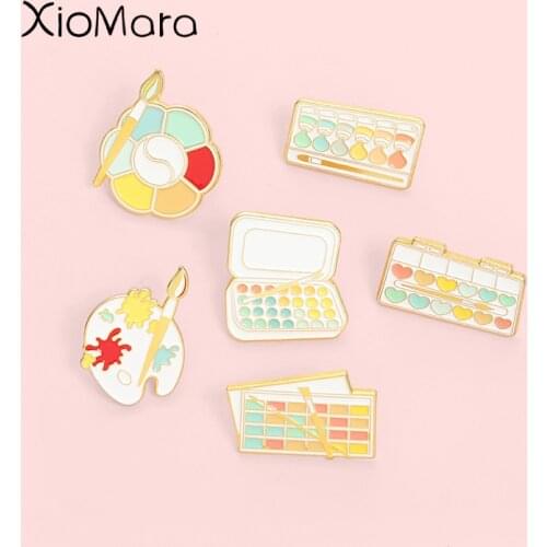 Artistic Paint Tools Color Palette Enamel Pins Custom Paintbrush Doodle Brooch Lapel Badge Bag Cartoon Jewelry Gifts For Friends