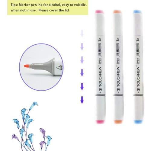 1PC Art marker pen TOUCHNEW 24 Colors Round Toe and Oblique Oily Marker Painting for Kids Gift Brush Pens Office School Supplies