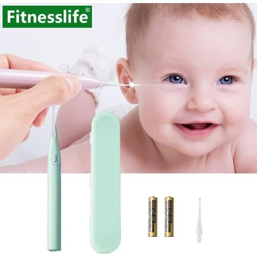 Ear Cleaning Tool Ear Picker LED Light Batteries Ear Picking Cleaner Wax Removal Baby Kids Spiral Ear Wax Remover Set Portable