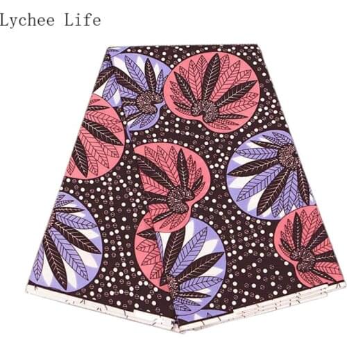 Lychee Life African Real Wax Polyester Flower Prints Fabric Women Dress Fabrics Diy Home Decoration