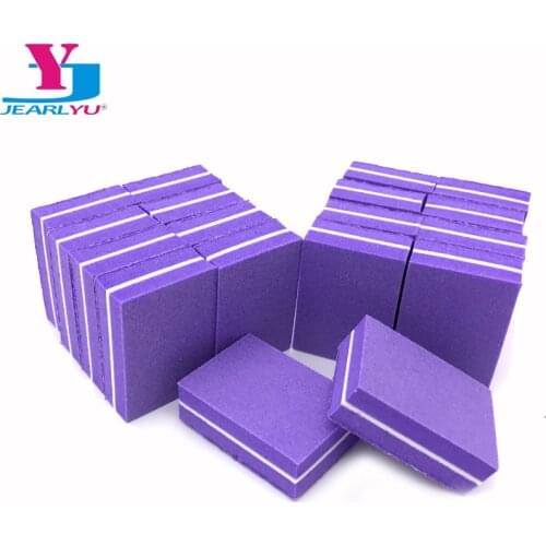 50pcs/lot Mini Nail File Purple 100/180 Sanding Buffer Block Pedicure Manicure Buffing Grinding Polish Sponge Nails Accessoires