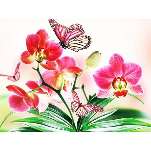 Flower Orchid DIY 11CT Cross Stitch Embroidery Kits Needlework Craft Set Cotton Thread Printed Canvas Home Decoration Sell