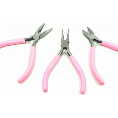 3Pcs Jewelry Pink Pliers Set Wire Cutting Bending Plier Jewelry Making Tools Kit