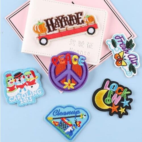 New Arrival Self Sticky Cute Patch Hayride Peace Lock In Sticker Clothing Bag Backpack Jacket Diy Badge Stripes