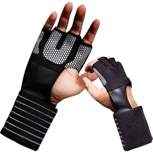 Gym Weightlifting Training Gloves Anti-Slip Half Finger Dumbbell Barbell Bracers Crossfit Fitness Wrist Wraps Palm Workout Glove