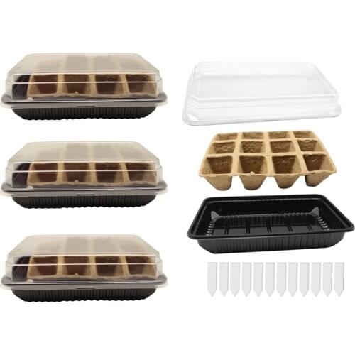 Seedling Tray Plastic 1 Pc Reusable 4Pcs Kit Garden Humidity 21.5 X 13.2 X 6.8cm Growth Suitable Propagation Germination Pots