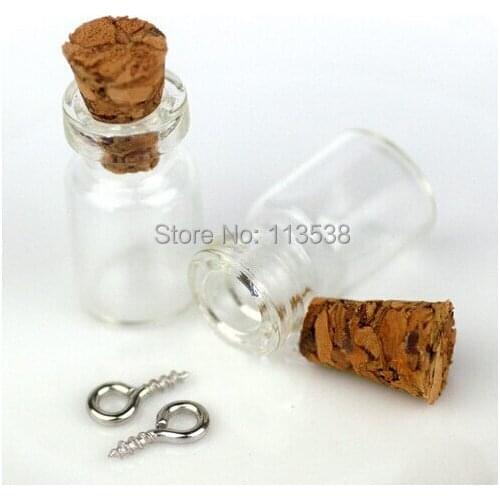 Free ship 24*12*6mm mini Glass Bottle Pendant With Cork & Eyehook (perfume/bottle/vial/wish/charm/bottle) Not the same style