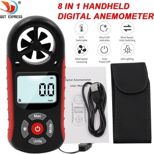 8 in 1 Handheld Anemometer Anemometer LCD Anemometer Digital Hand Measuring Tool