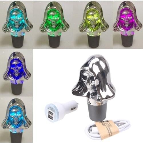 Car Styling Touch Activated LED Color Changing Skull Skeleton Style Car Gear Shift Knob Shifter Lever Fit Manual Transmission