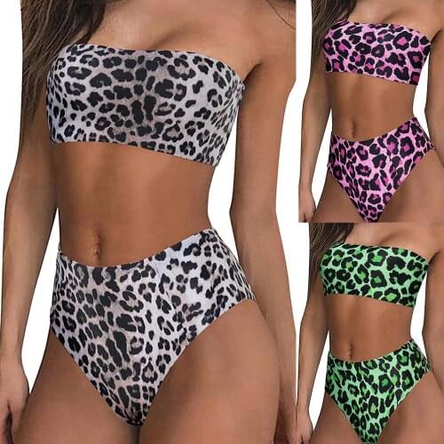 Sexy Women High Waist Bikini Swimsuit Swimwear Summer Fashion Bathing Suit Women New Leopard Swimsuit Set Brazilian Bathing Suit