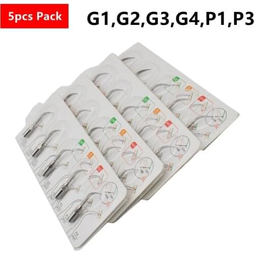 5pcs G1,G2,G3,G4,P1,P3 Dental Scaler Tips Fit EMS Woodpecker Ultrasonic Scaler Handpiece Dental Ultrasonic Scaler Scaling Tip