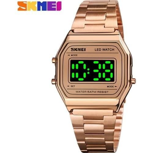 Mens LED Digital Sports Watches Relogio Masculino Stainless Steel Military Waterproof Wristwatches For Women SKMEI