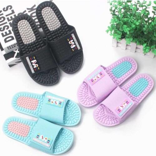 Solid Color Waterproof Female Slippers Casual Soft-sole Massage Flip Flops Home Bathroom Anti-slip Plus Size Zapatos De Mujer