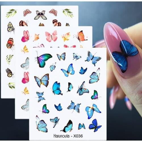 1 Sheet Butterfly Water Decals Fruit Flower Leaves Nail Art Stickers Spring Summer Floral Transfer Slider Colorful Tip Paper