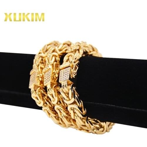 Xukim Jewelry Gold Byzatine Chain kejsarlänk kejsarlank kejsarlånk 8mm 10mm Gold Silver Byzantine Chain Bracelet Necklace GCS000